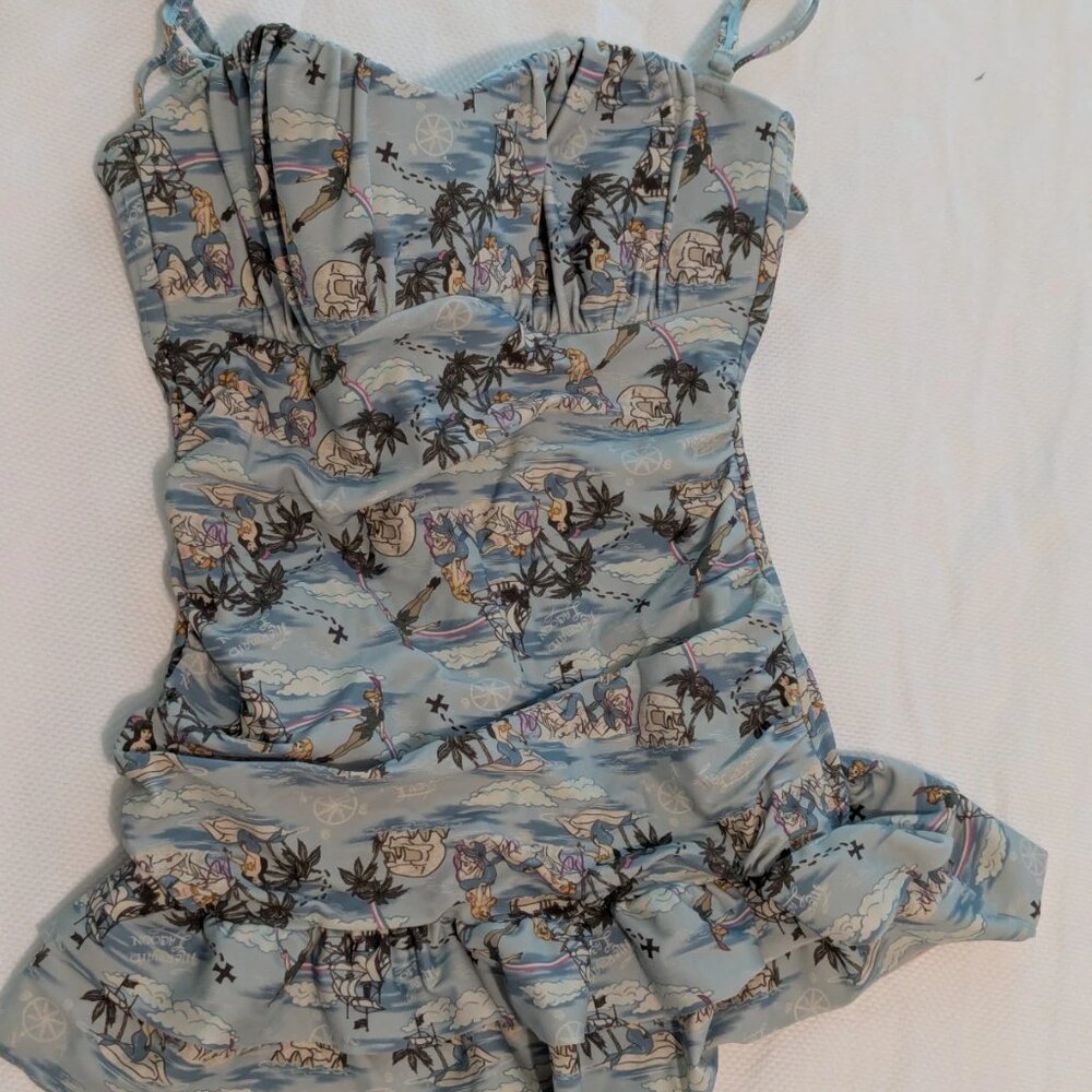 Hot Topic Peter Pan Mermaid Swimsuit Womens XS Retro Rockabilly Disney One Piece